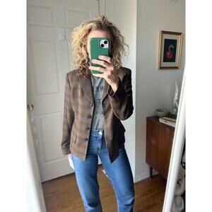 Deadstock Vintage 90's Women's Plaid Wool Blend Blazer Size 4 | 90's Work Wear